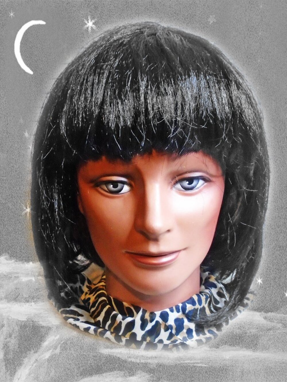 Black Hair Wig Longer Bob for 50s Looks and 60s Styles
